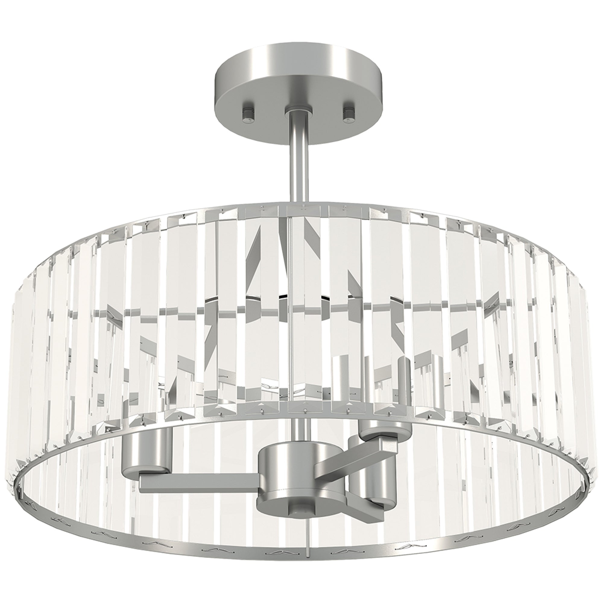 HOMCOM Crystal Ceiling Light Fixture, Semi Flush Mount Modern Crystal Chandelier Ceiling Light for Living Room, Bedroom, Hallway, Dining Room, E14 Base 3-Lights, Silver Tone